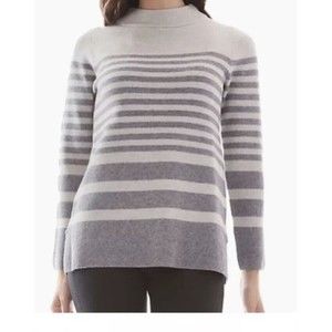 Apt 9.Pullover Sweater.Medium.Grey Striped Oatmeal.Funnel Neck.27inch long.